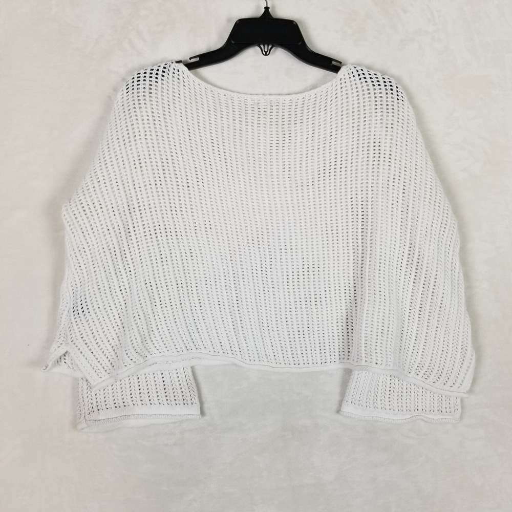 POL Star Open Knit Sweater Womens Small White UST200 Oversized Crochet Boho - Picture 2 of 7